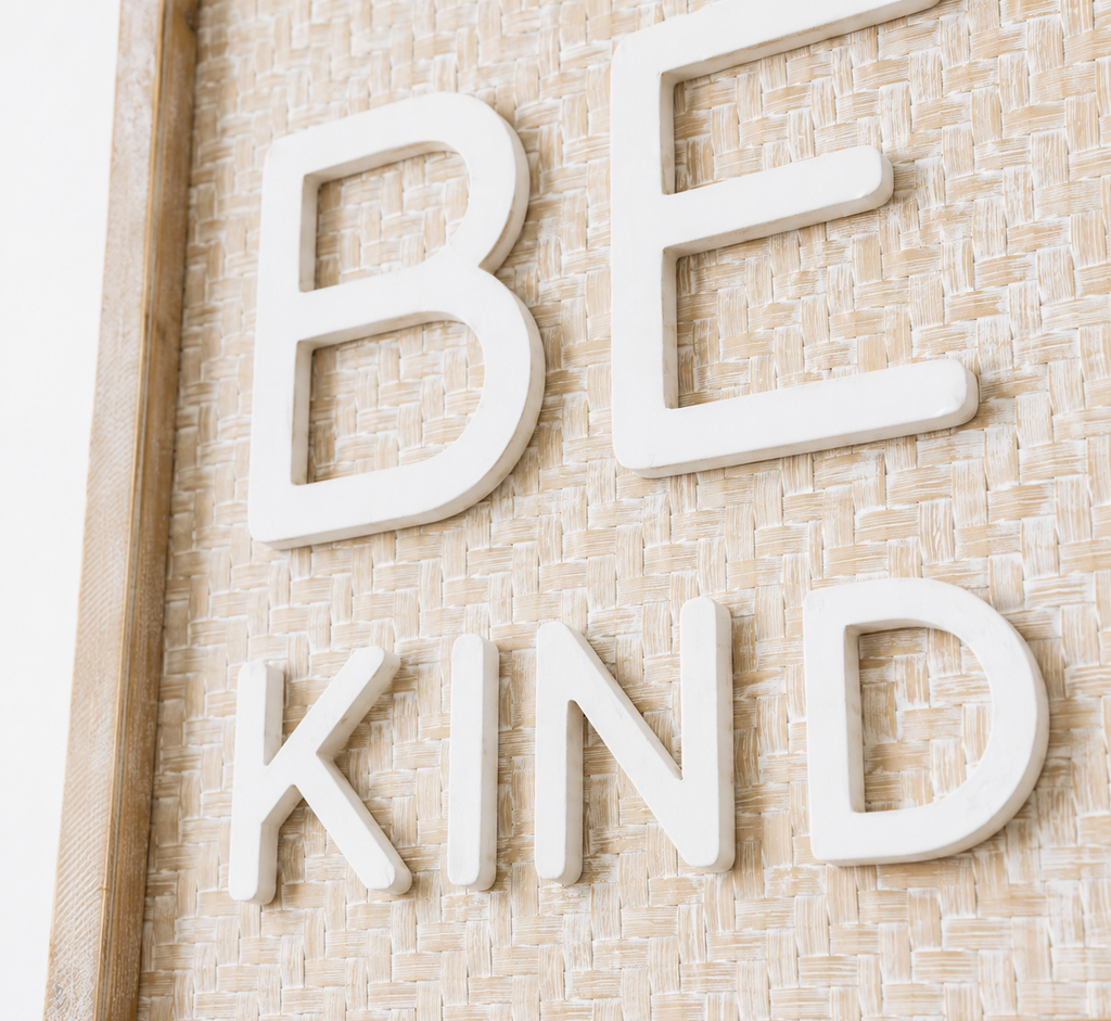 24" x 32" Bamboo Wood Framed Sign - Be Kind | Natural and White