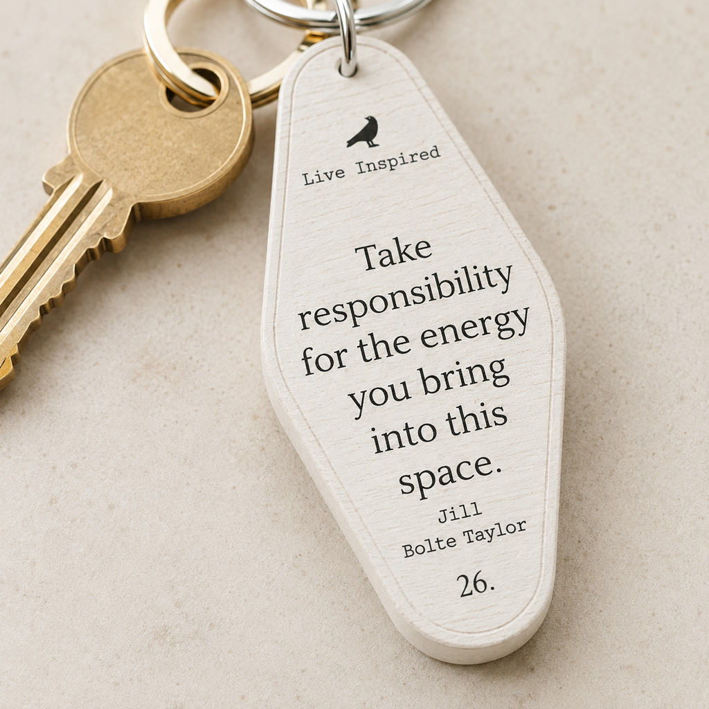4” Reversible Wood Keychain - Energy | White and Black