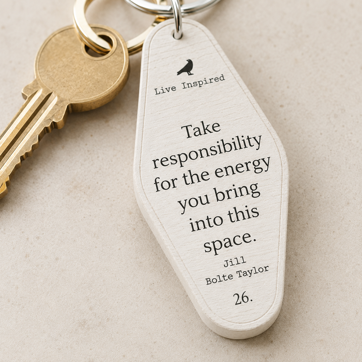 4” Reversible Wood Keychain - Energy | White and Black