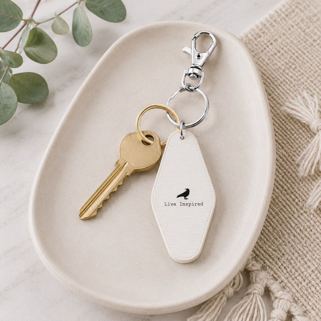 4” Reversible Wood Keychain - Energy | White and Black
