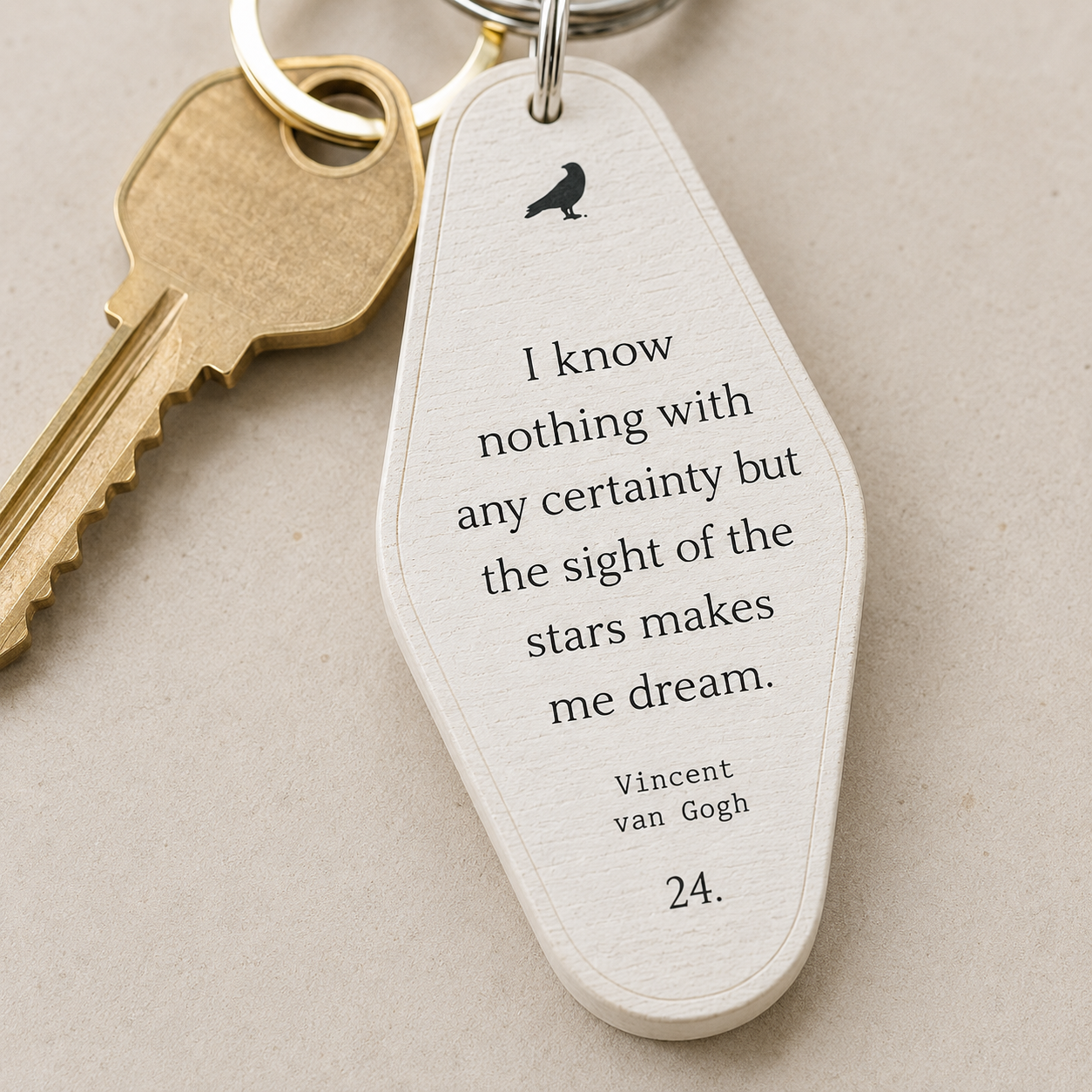 4” Reversible Wood Keychain - Stars Dream | White and Black