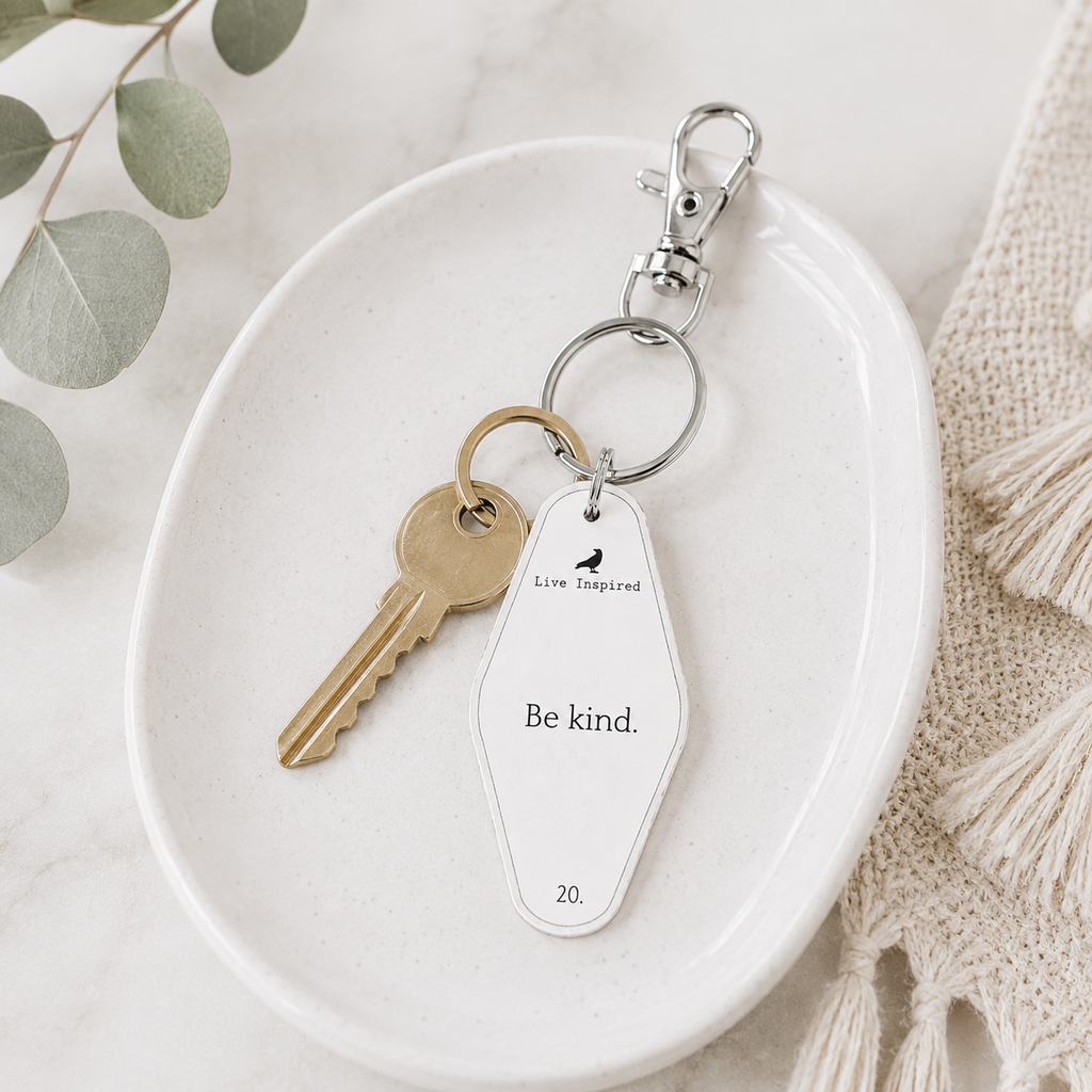 4” Reversible Wood Keychain  - Be Kind | White and Black