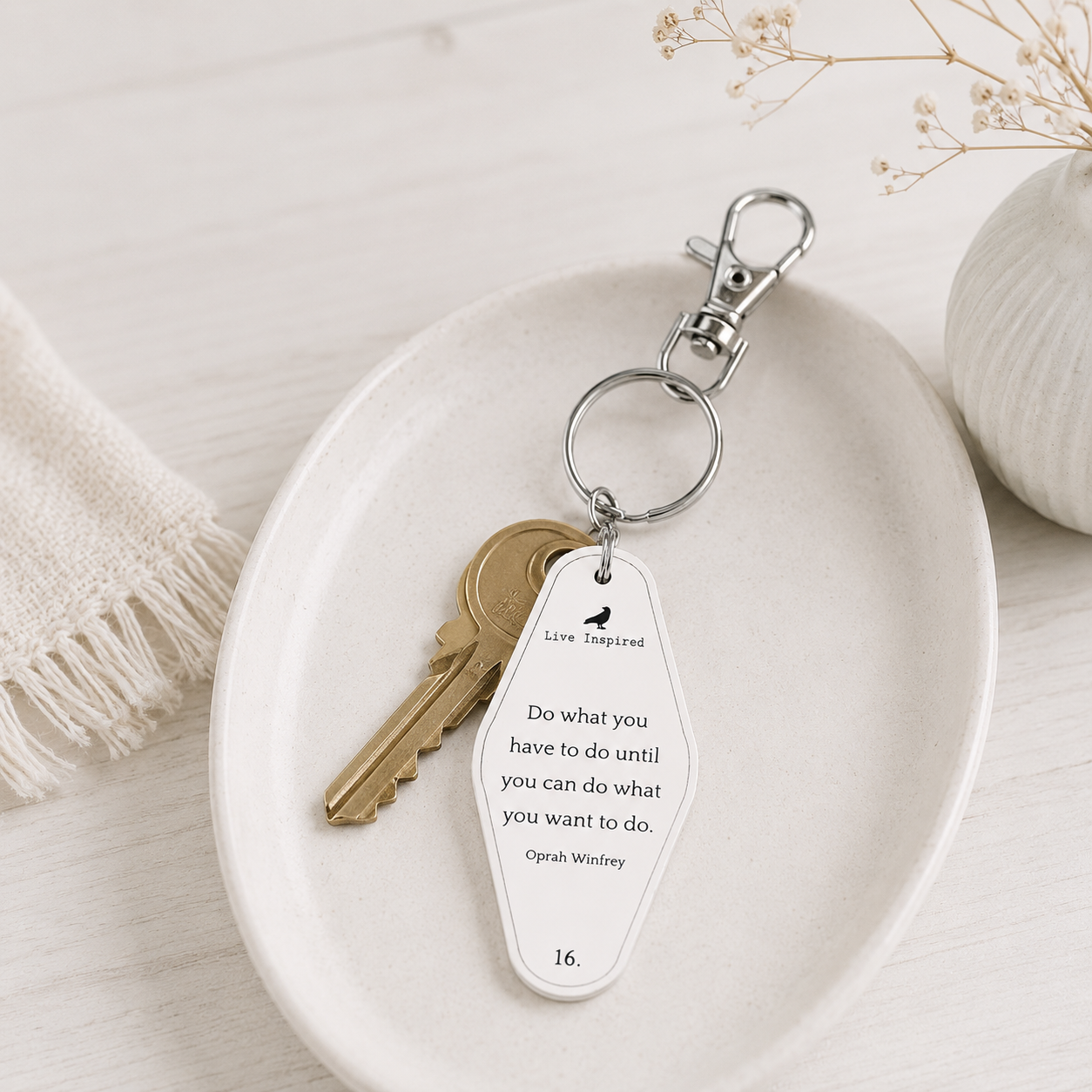 4” Reversible Wood Keychain - Do What You Have To | White and Black