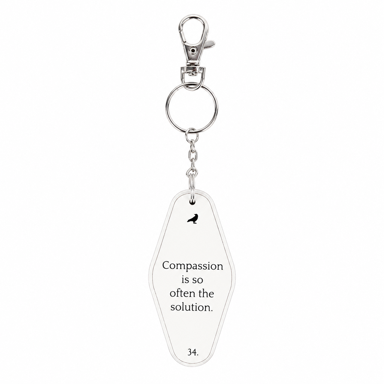 4” Reversible Wood Keychain - Compassion | White and Black