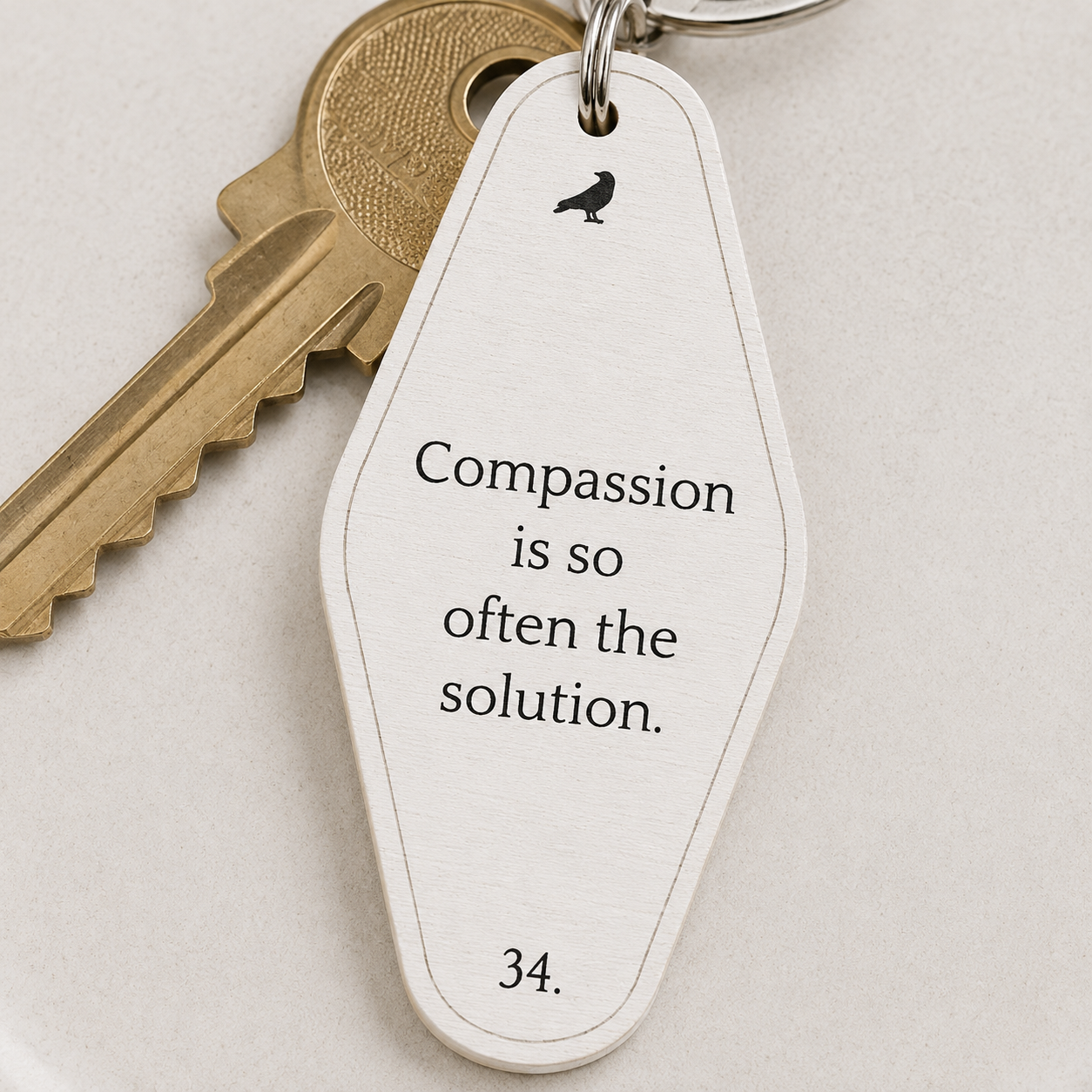 4” Reversible Wood Keychain - Compassion | White and Black
