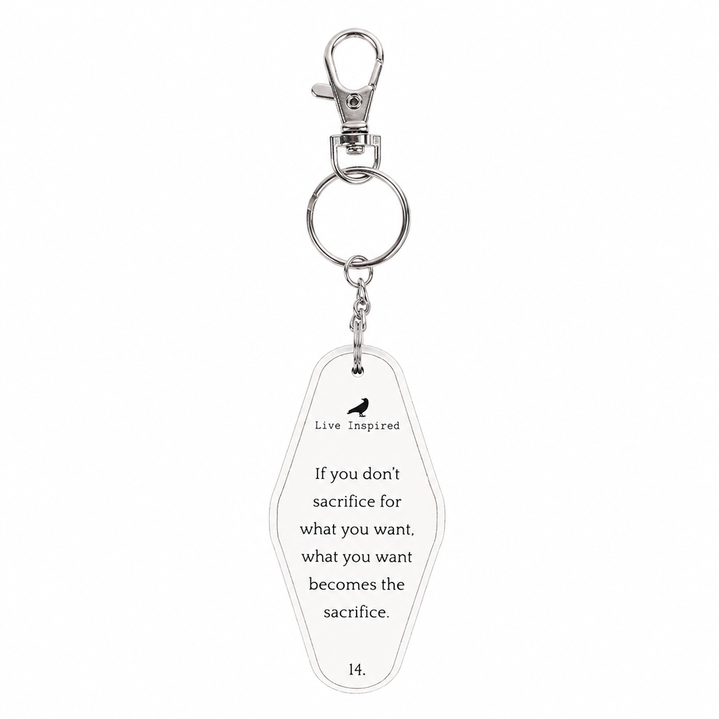 4” Reversible Wood Keychain - Sacrifice | White and Black