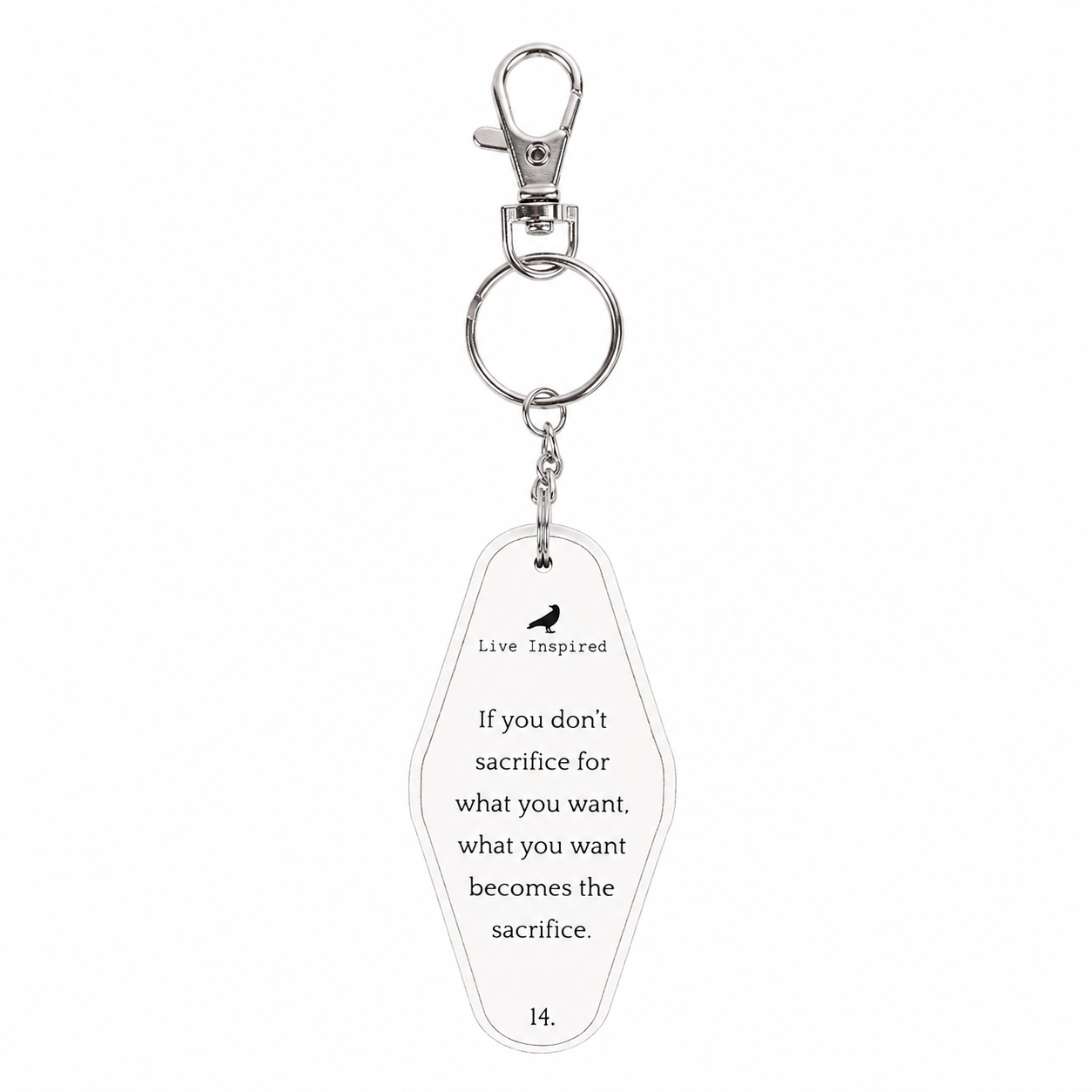 4” Reversible Wood Keychain - Sacrifice | White and Black