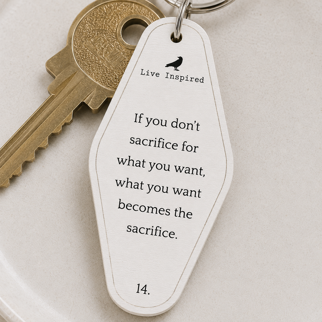 4” Reversible Wood Keychain - Sacrifice | White and Black