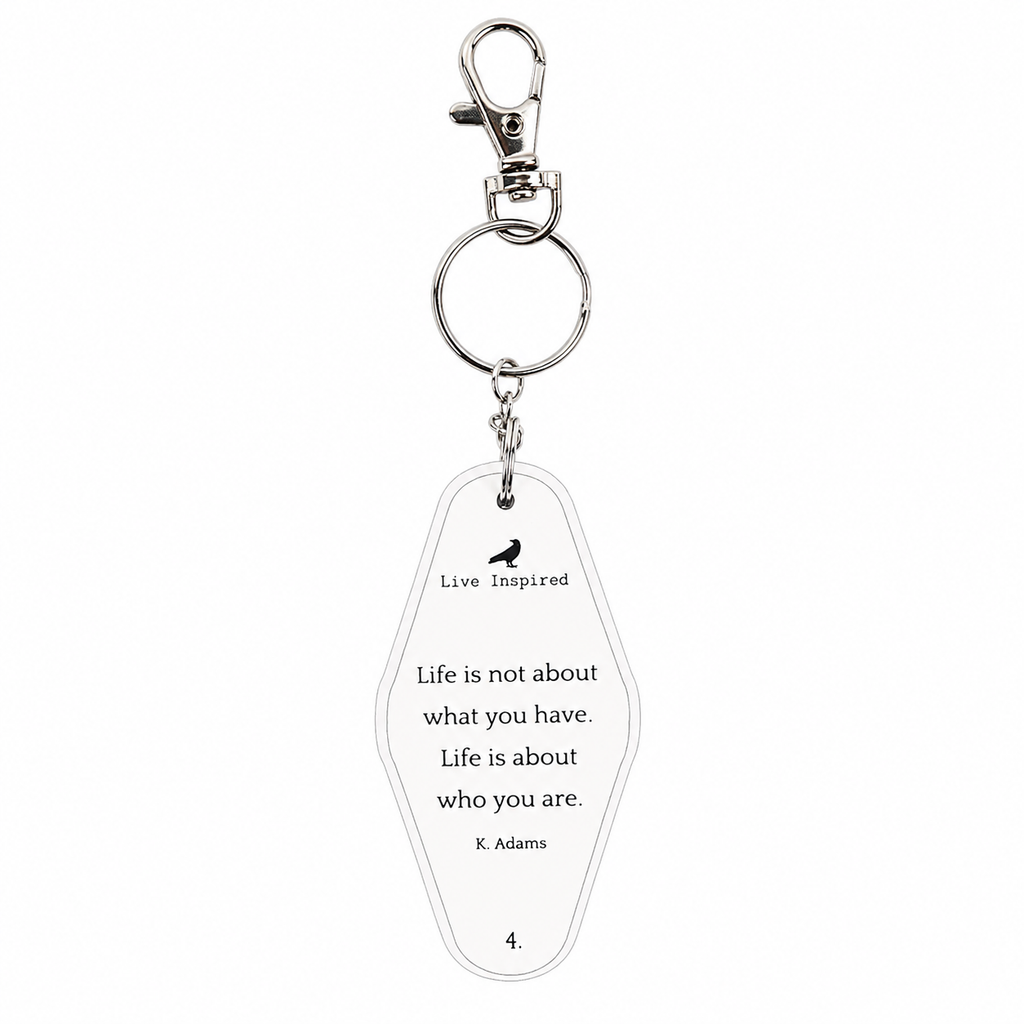 4” Reversible Wood Keychain - Life Is | White and Black