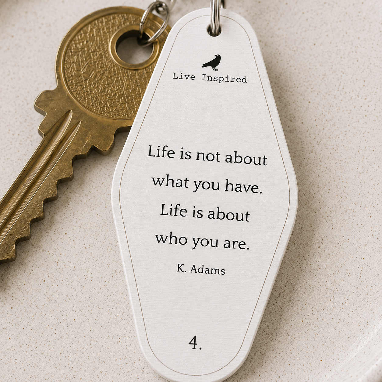 4” Reversible Wood Keychain - Life Is | White and Black