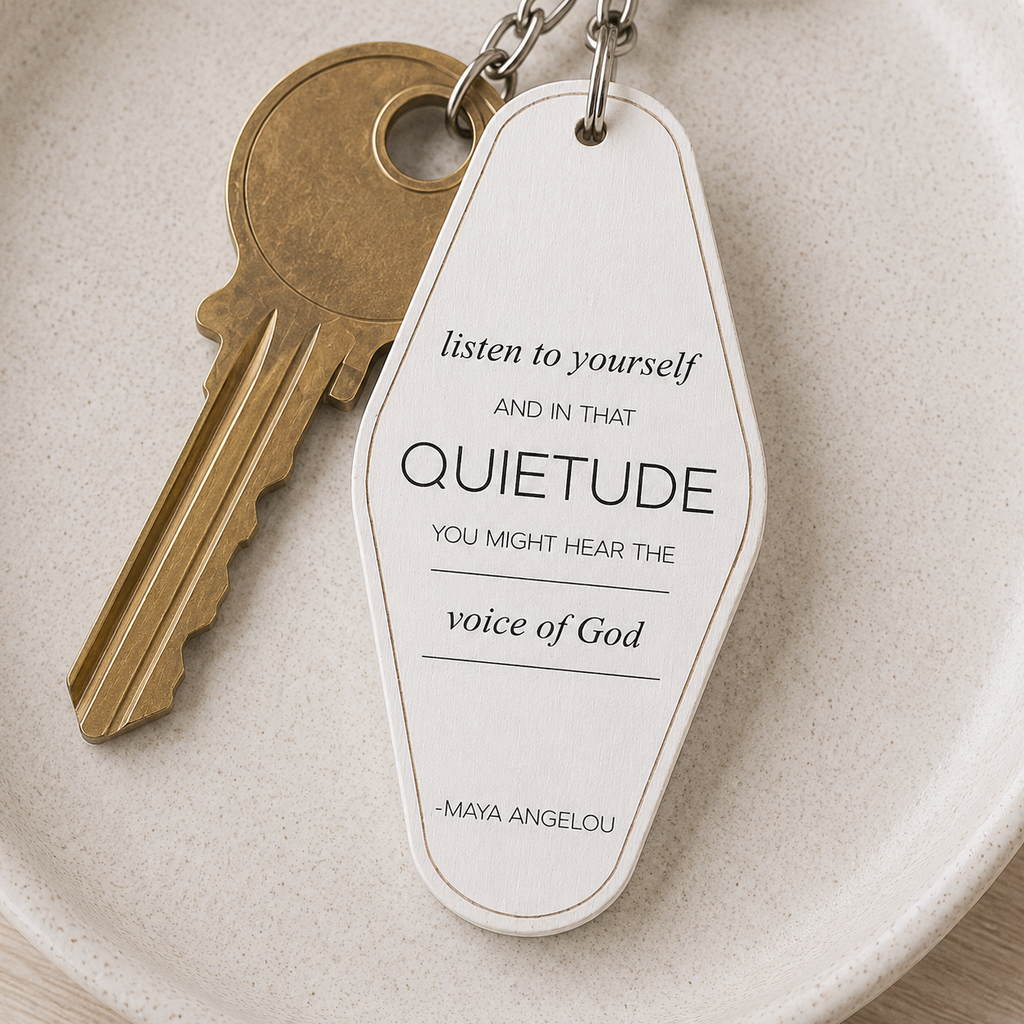 4” Reversible Wood Keychain - Quietude | White and Black