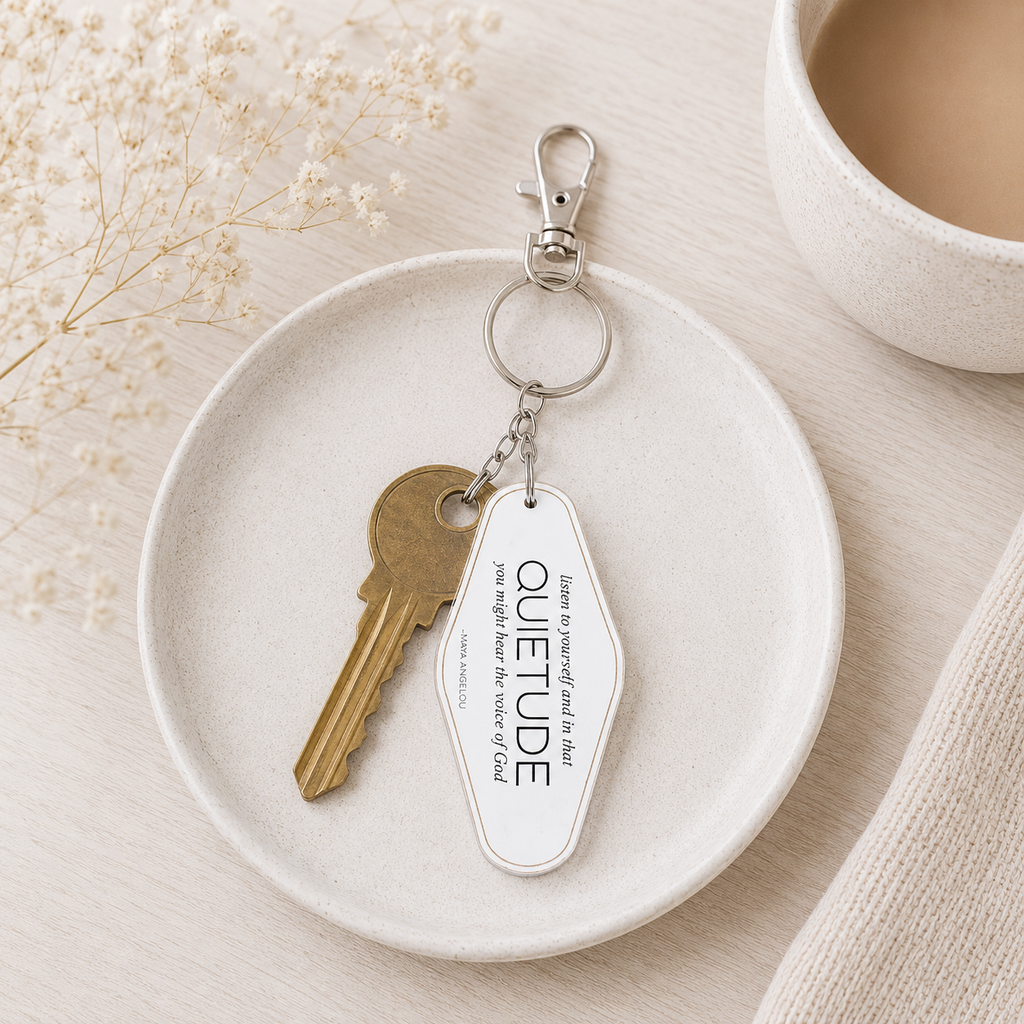 4” Reversible Wood Keychain - Quietude | White and Black