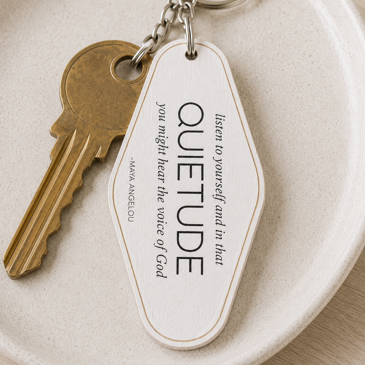4” Reversible Wood Keychain - Quietude | White and Black