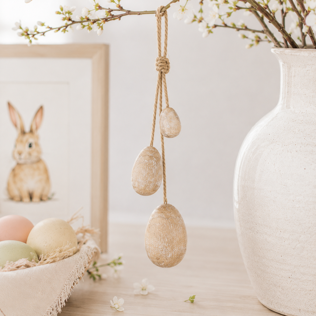 10" Wood Dangles - Egg | Natural