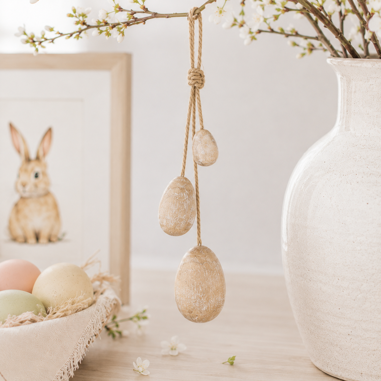 10" Wood Dangles - Egg | Natural