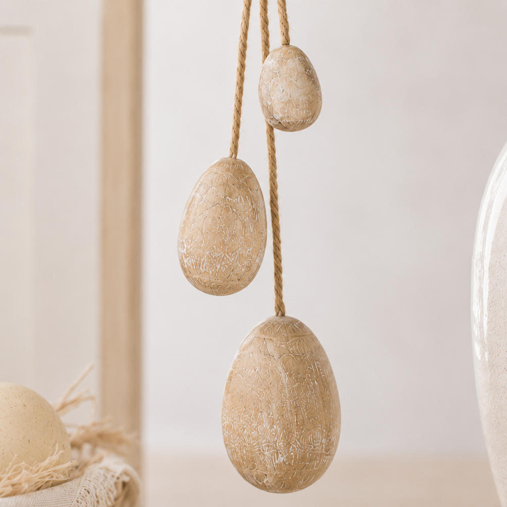 10" Wood Dangles - Egg | Natural