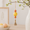 8" Wood Ornament with Tassel - Beads | Multicolor