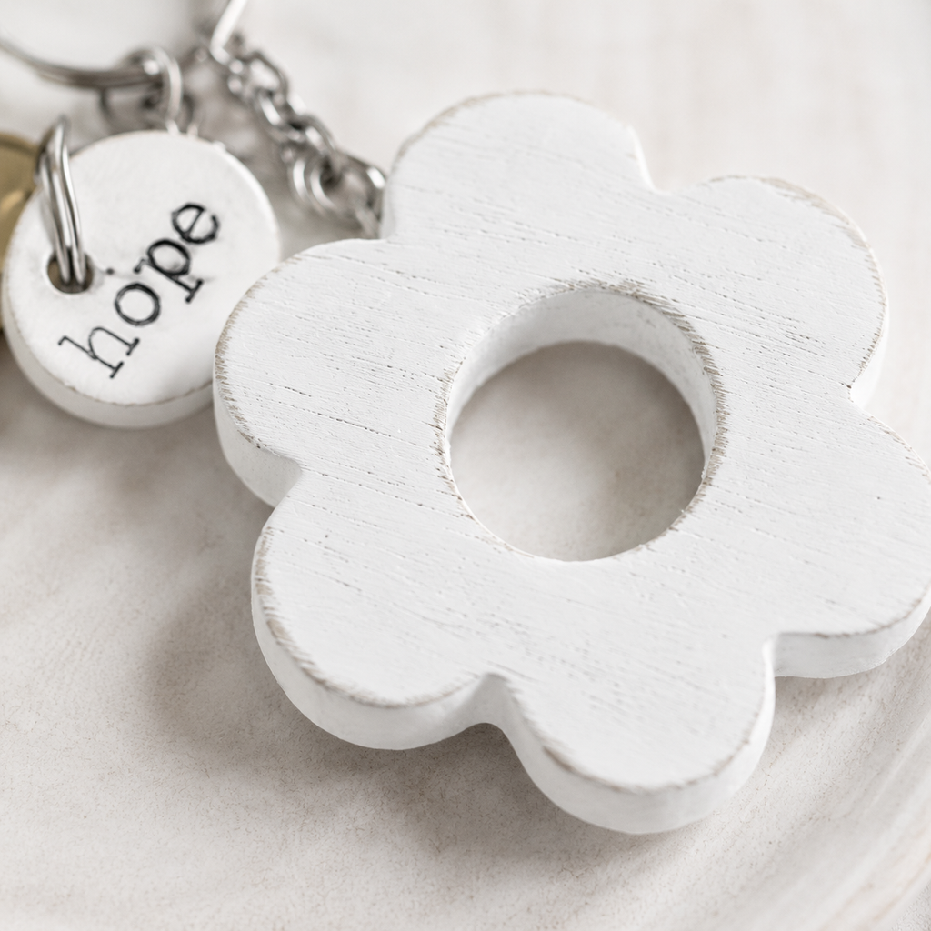 3” Wood Keychain - Hope | White and Black