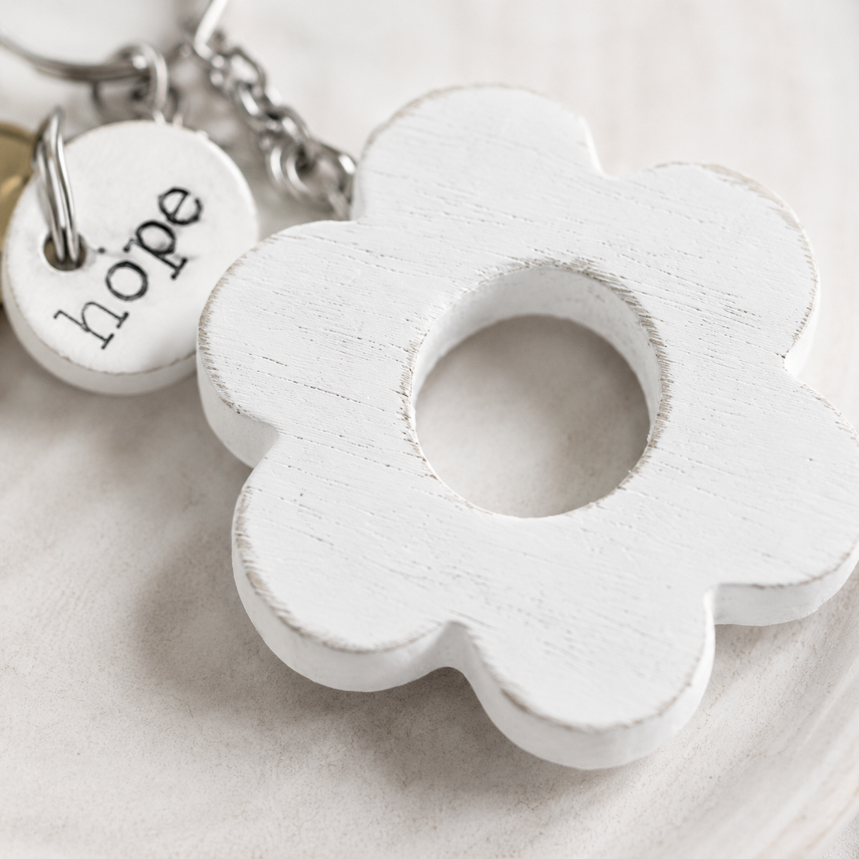 3” Wood Keychain - Hope | White and Black