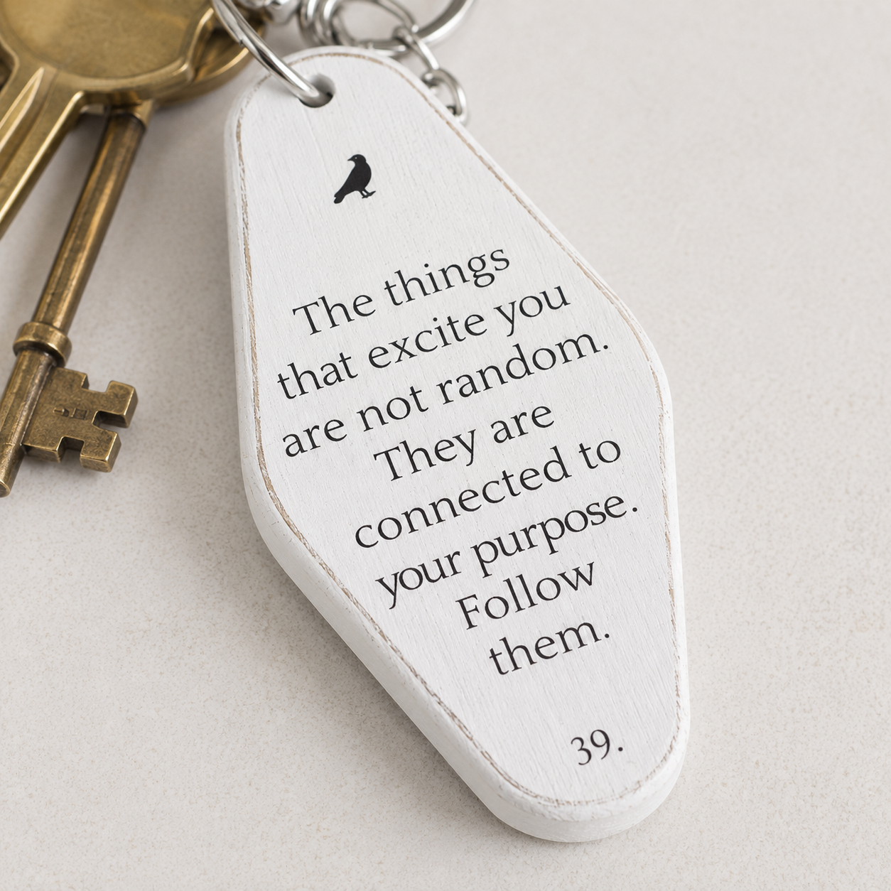 4” Reversible Wood Keychain - Things | White and Black