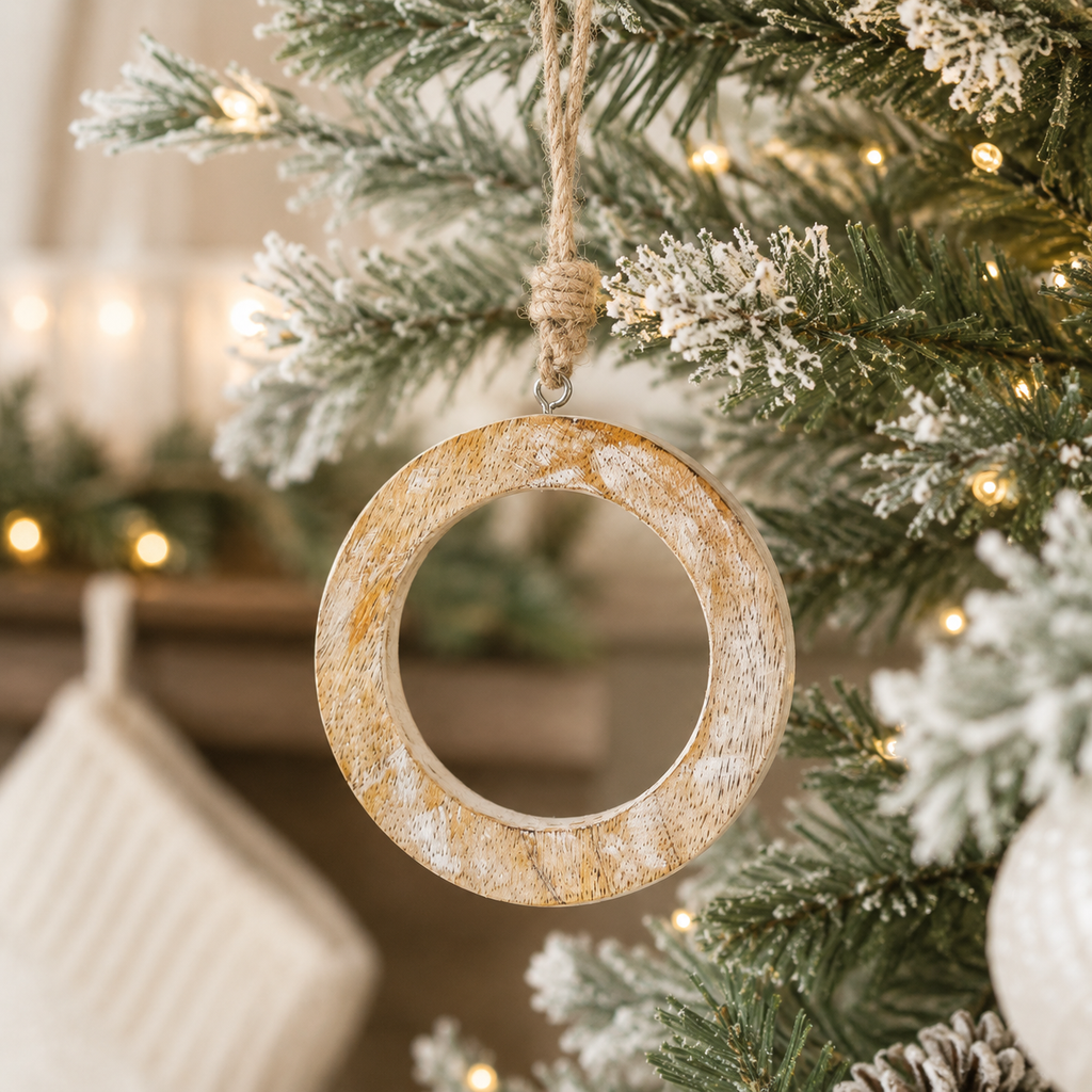 4" mango ornament - circle styled as seasonal home decor
