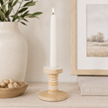 Small natural and white mango wood candle holder