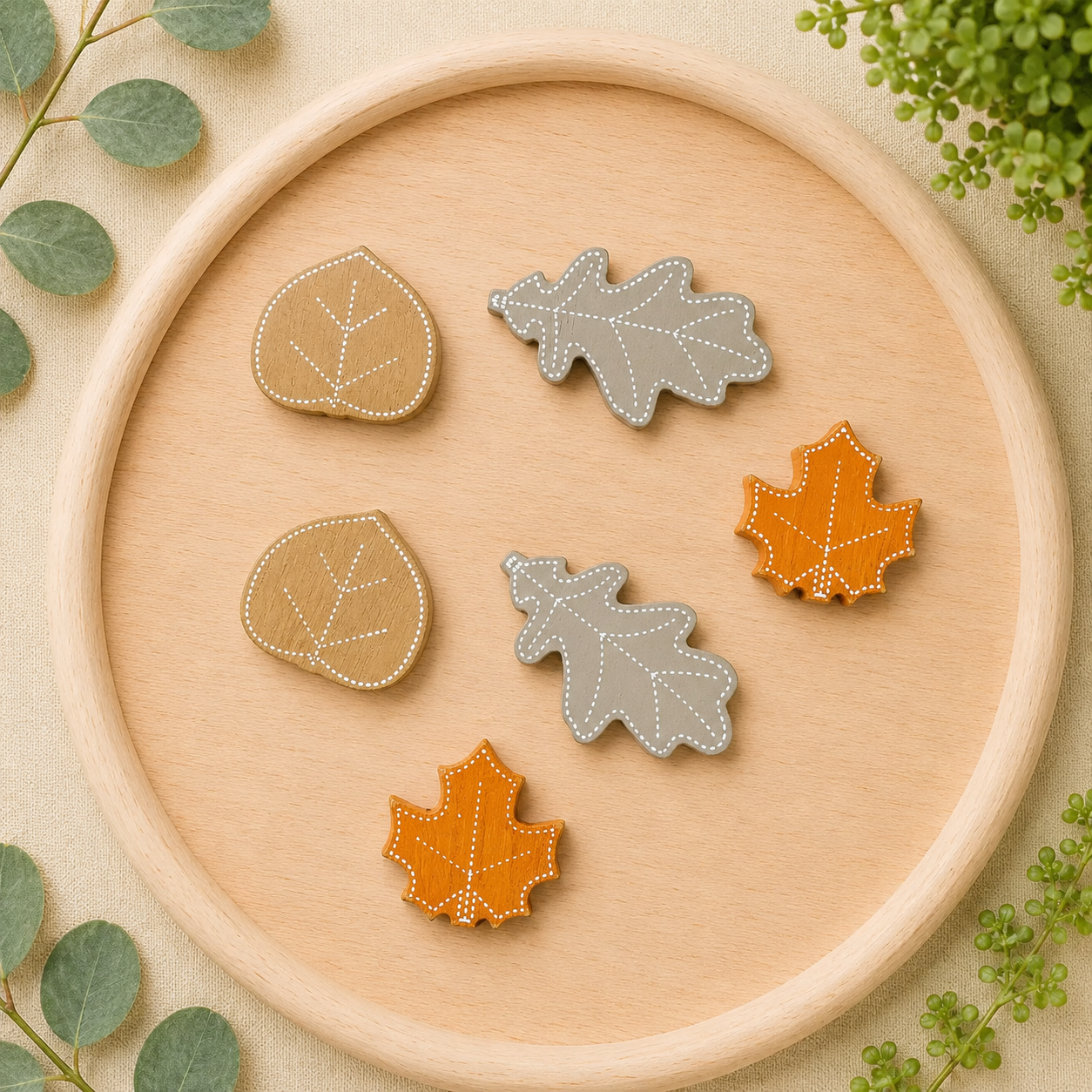 Letterboard Wood Shape Icons - Leaves (Set of 6)