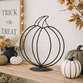 15" Metal Cutout on Stand - Pumpkin | Black