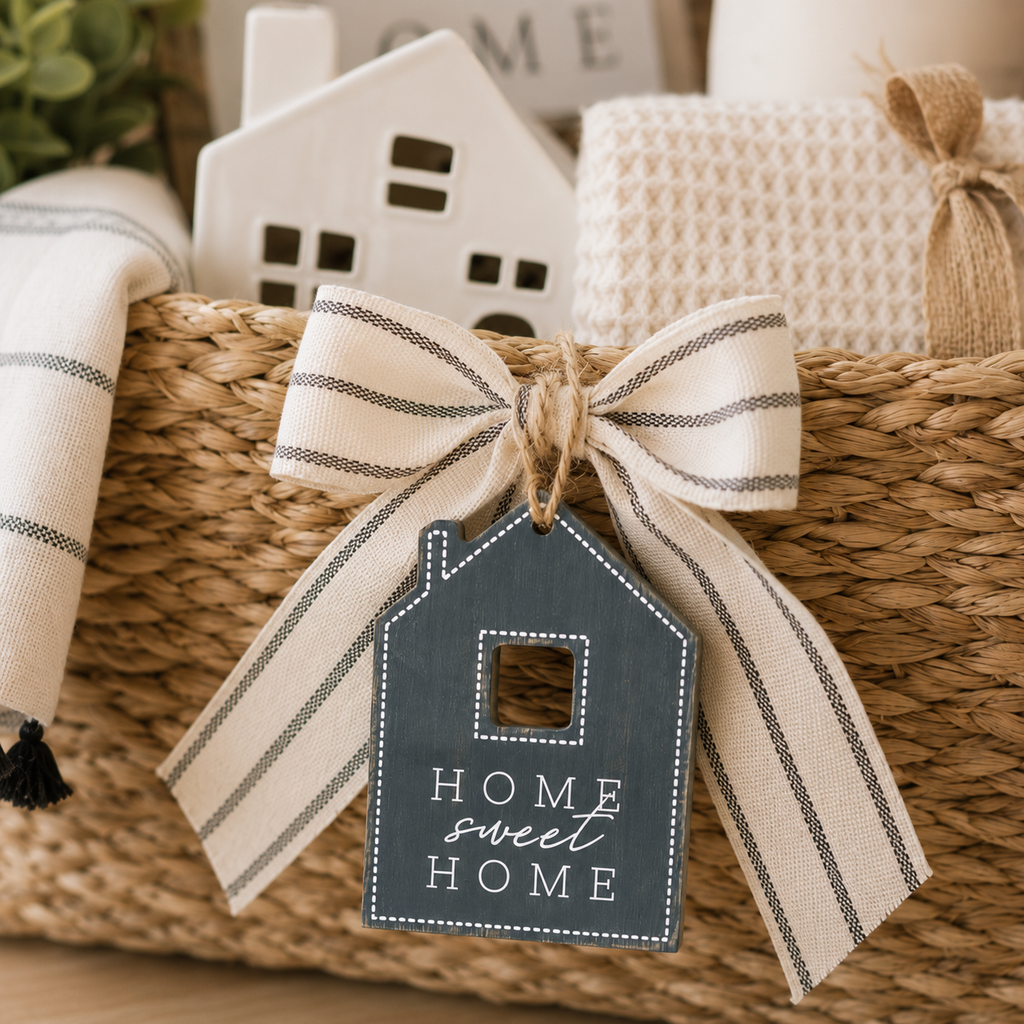 5" Reversible Wood Tag - Home Sweet Home | White and Gray