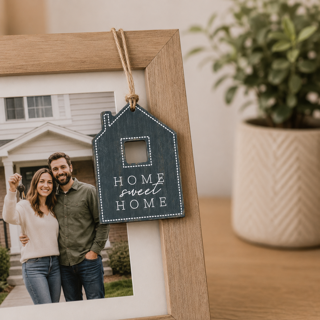 5" Reversible Wood Tag - Home Sweet Home | White and Gray