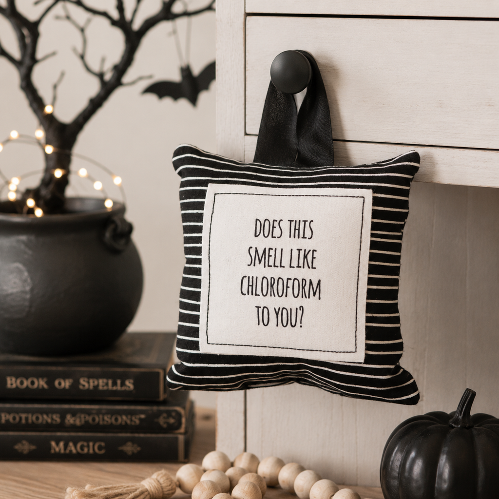 5.25" Hanging Pillow - Chloroform | Black and White