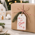 5" Reversible Wood Tag - Snow/Snowman | White and Red