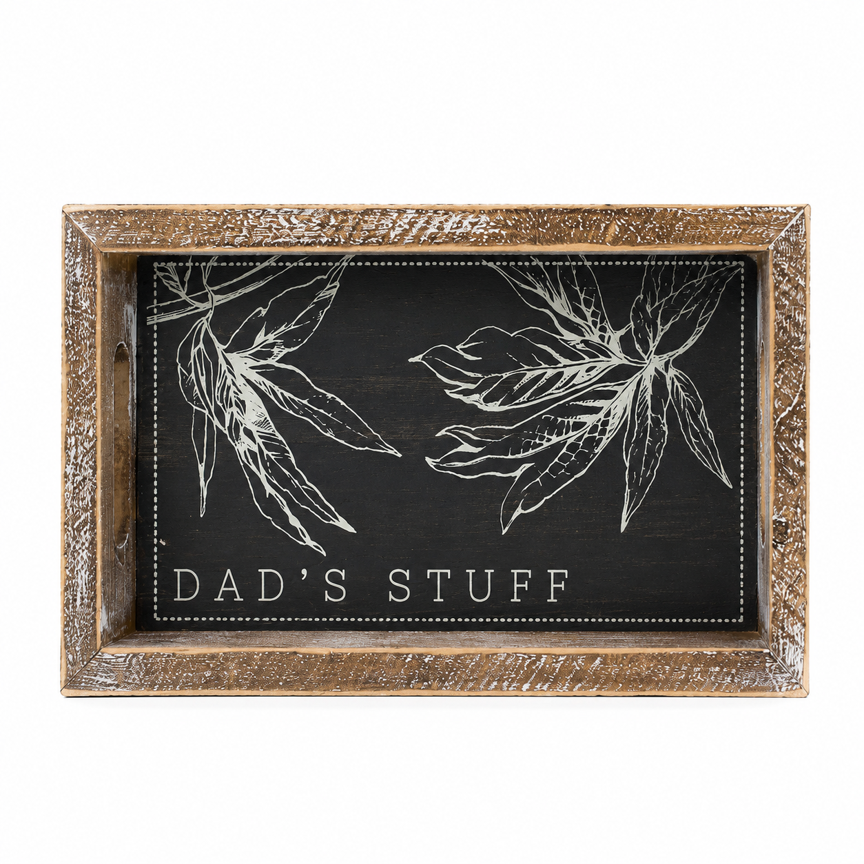 10" x 6" Wood Tray - Dad's Stuff | Gray and White