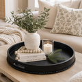 24" Wood Round Tray - Black