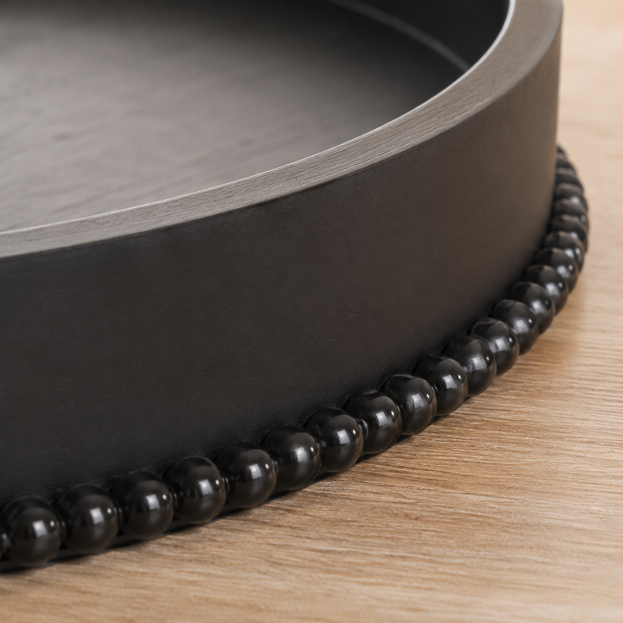 24" Wood Round Tray - Black