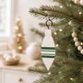 6" Double-Sided Wood Teardrop Ornament - White and Green
