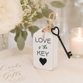 5" Reversible Wood Tag with Key - Love Is The Key | Black and White | You and Me Collection