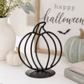 6" Metal Pumpkin on Stand - Black
