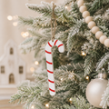 7" Double-Sided Wood Ornament - Candy Cane | White and Red