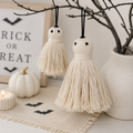 4" and 6" Tassel Ghost Ornaments (Set of 2) - White and Black | Spookable Collection
