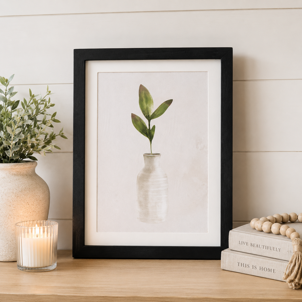 11" x 15" Reversible Wood Frame Sign - Plants/Vase | Multicolor