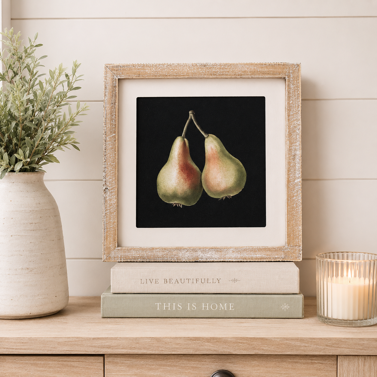 11" Reversible Wood Frame Sign - Pear/Pitcher | Multicolor
