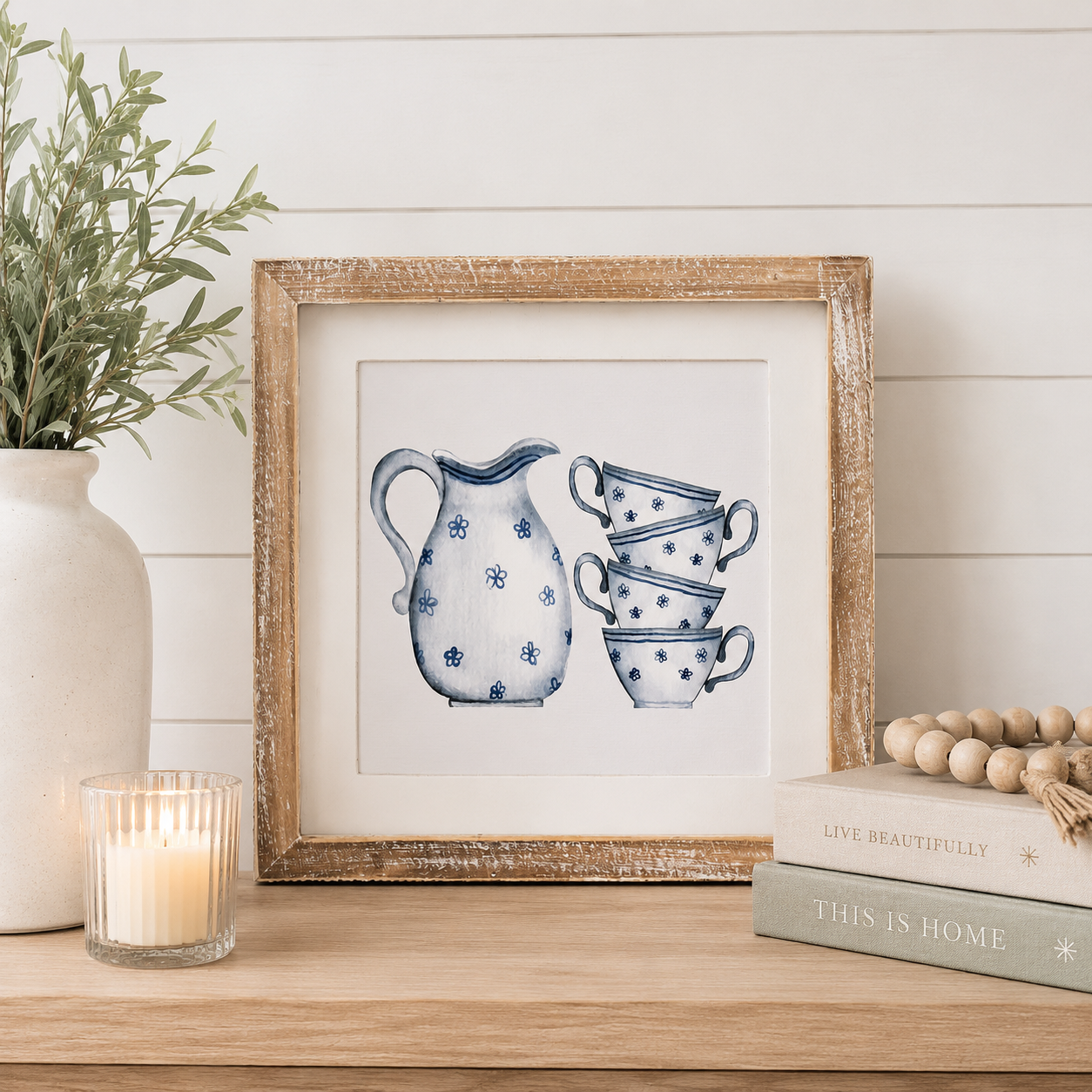 11" Reversible Wood Frame Sign - Pear/Pitcher | Multicolor