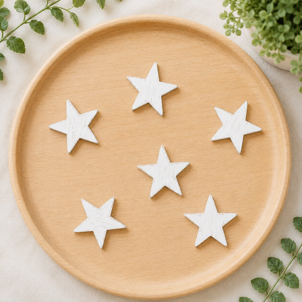 Letterboard Wood Shape Icons - White Stars (Set of 6)