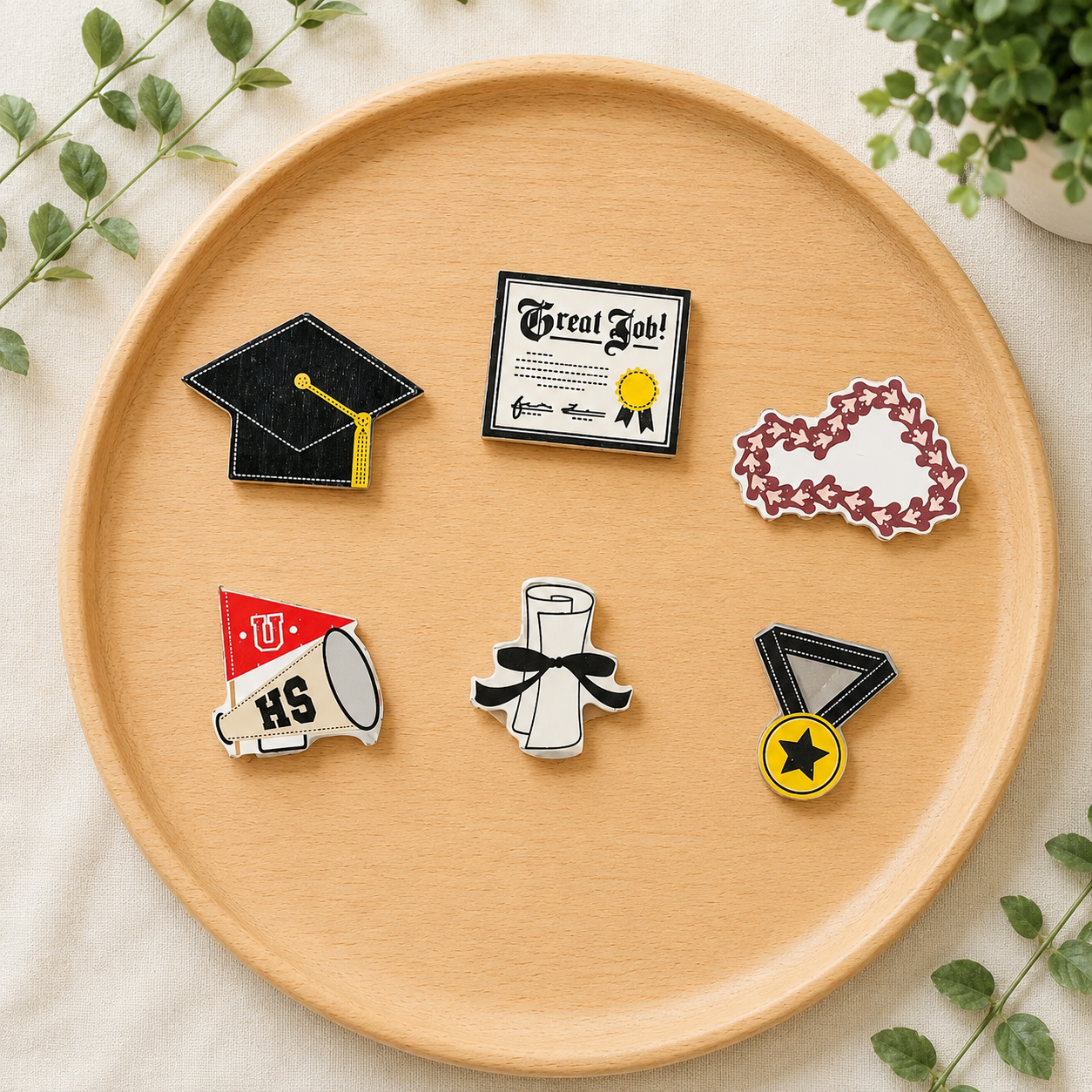 Letterboard Wood Shape Icons - Grad (Set of 6)