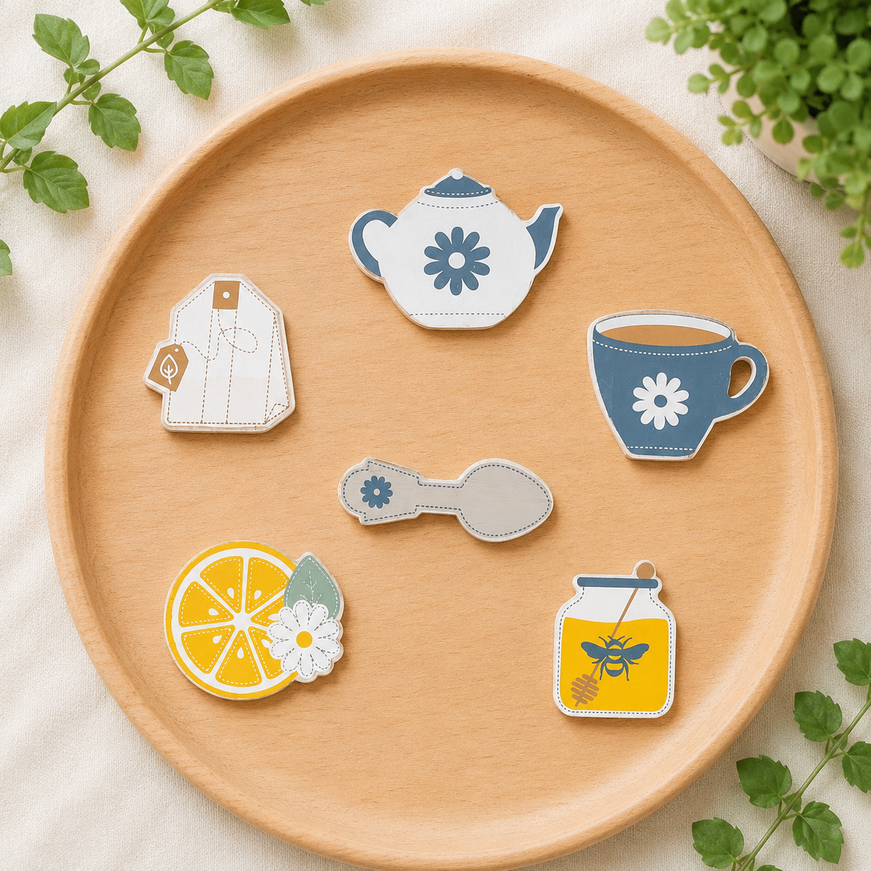 Letterboard Wood Shape Icons - Teatime (Set of 6)