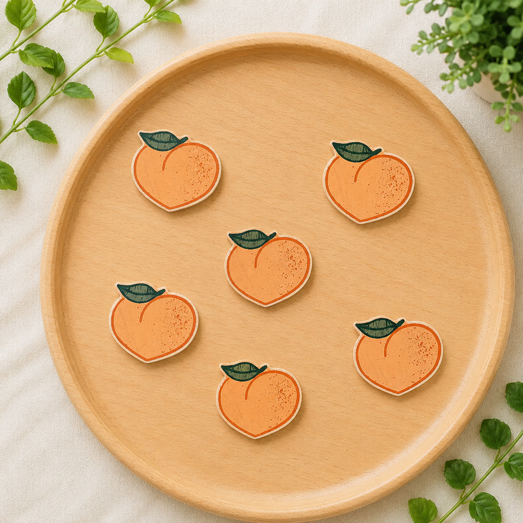 Letterboard Wood Shape Icons - Peaches (Set of 6)