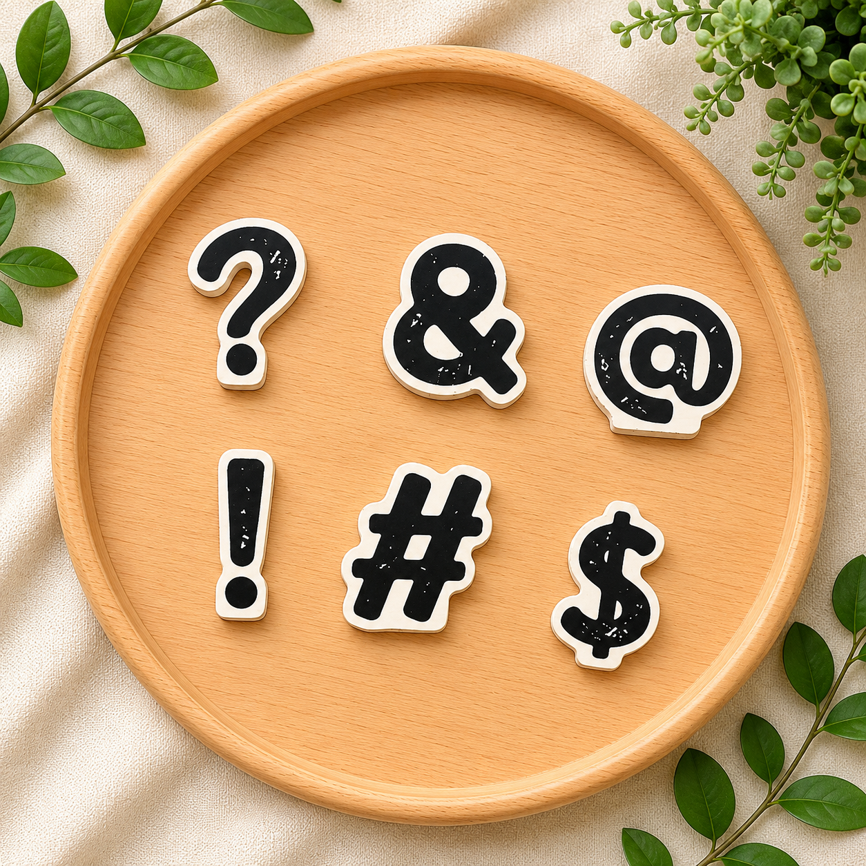Letterboard Wood Shape Icons - Symbols (Set of 6)