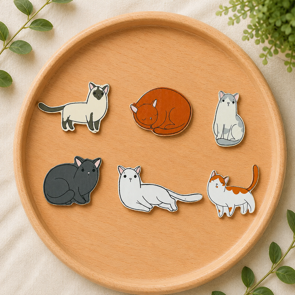 Letterboard Wood Shape Icons - Cats (Set of 6)