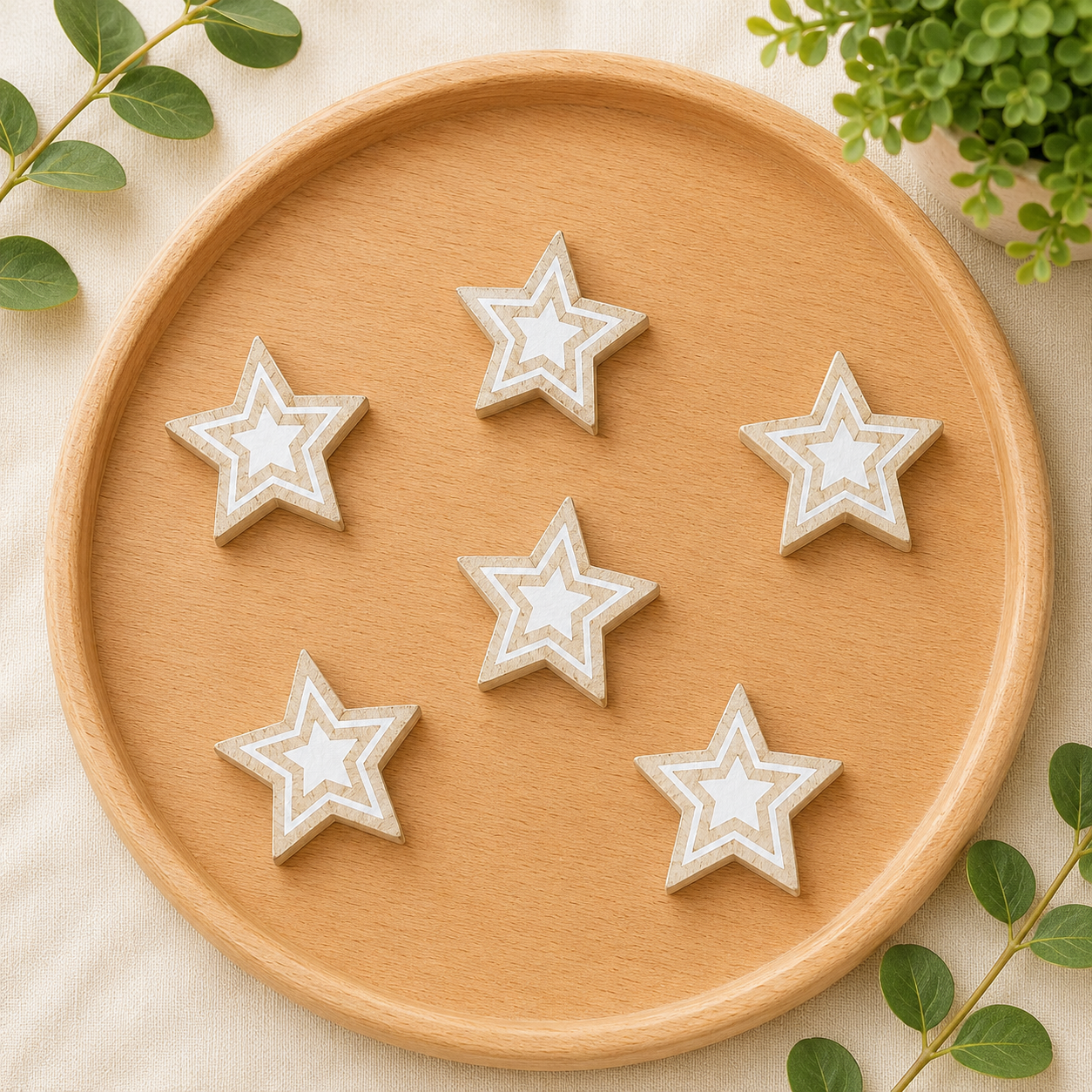 Letterboard Wood Shape Icons - Natural Stars (Set of 6)